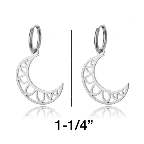 Any 3/$25! Silver Cut Out Crescent Moon Huggie Hoop Earrings - Picture 3 of 5